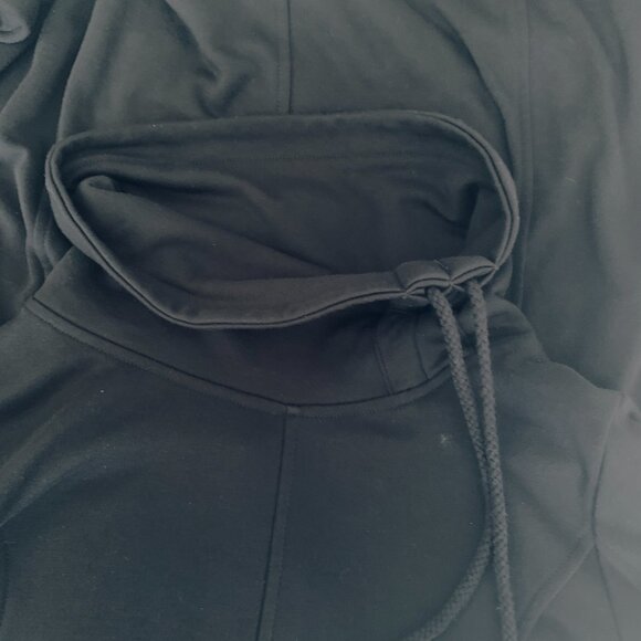 SOFT SURROUNDINGS BLACK  Sweatshirt Dress Long Sleeves Convertible Collar w Trim - Picture 3 of 10